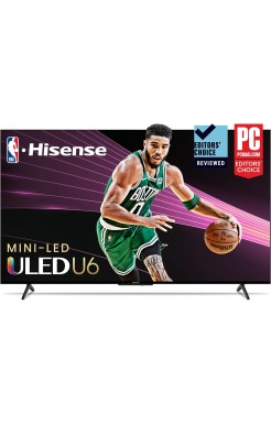 Hisense 65-Inch Class U6 Series Mini-LED ULED 4K UHD Google Smart TV (65U6K, 2023 Model) - QLED, Full Array Local Dimming, HDR 10+, VRR Game Mode, 240 Motion Rate, Alexa Compatibility, Black
