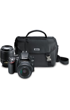 Nikon D3200 DSLR Camera with 18-55mm and 55-200mm Lenses (Black)